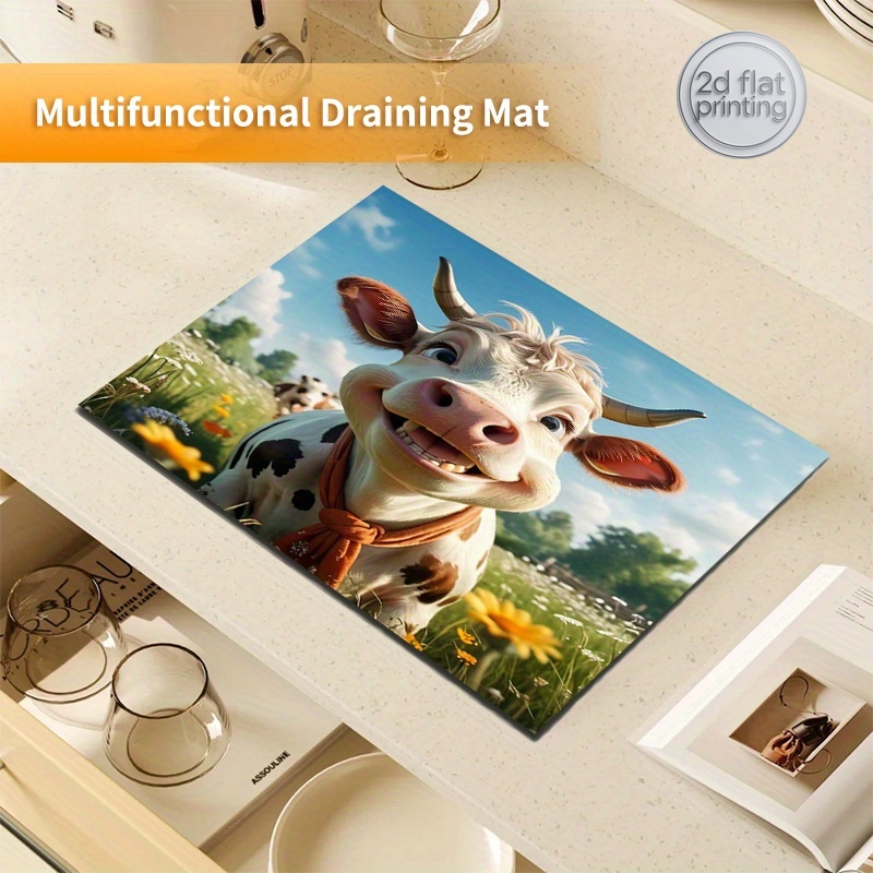Cow Mat Rubber - Коврик для сушки посуды с 2D-печатью
